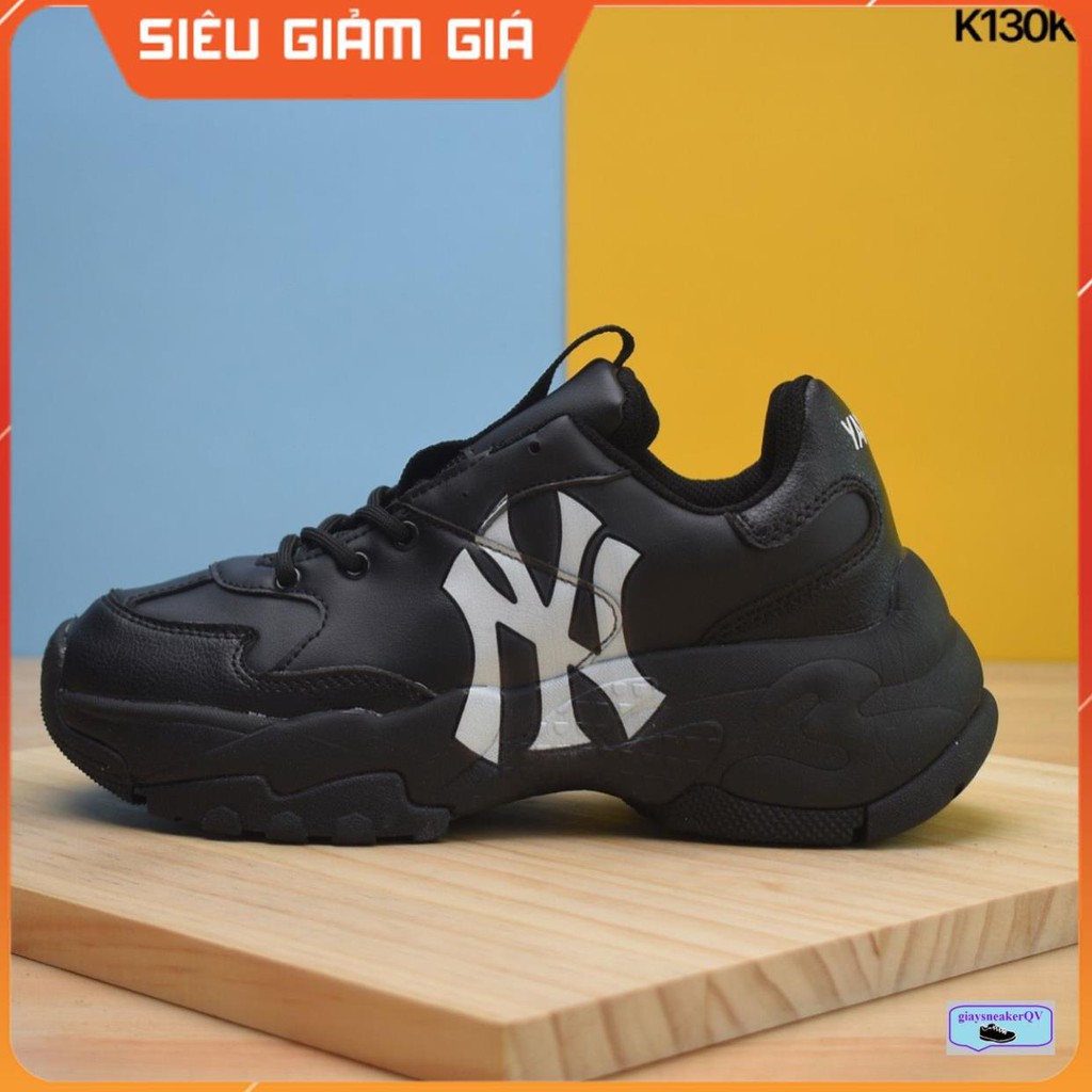 Giày thể thao MLB NY đen full mẫu hot, giầy MLB nam nữ bản in siêu nét chuẩn 11 màu đen