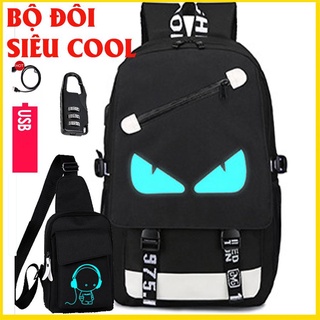 Balo nam nữ đi học thời trang phát sáng Baloking hình Mắt độc đáo - TẶNG cáp sạc USB - Cặp đi học HOT nhất 2024
