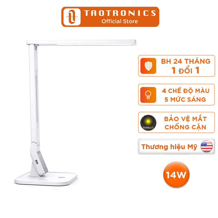 Đèn học chống cận TaoTronics TT-DL02, 14W, 4 chế độ sáng hẹn giờ - Hàng Chính Hãng, Bảo Hành 12 Tháng