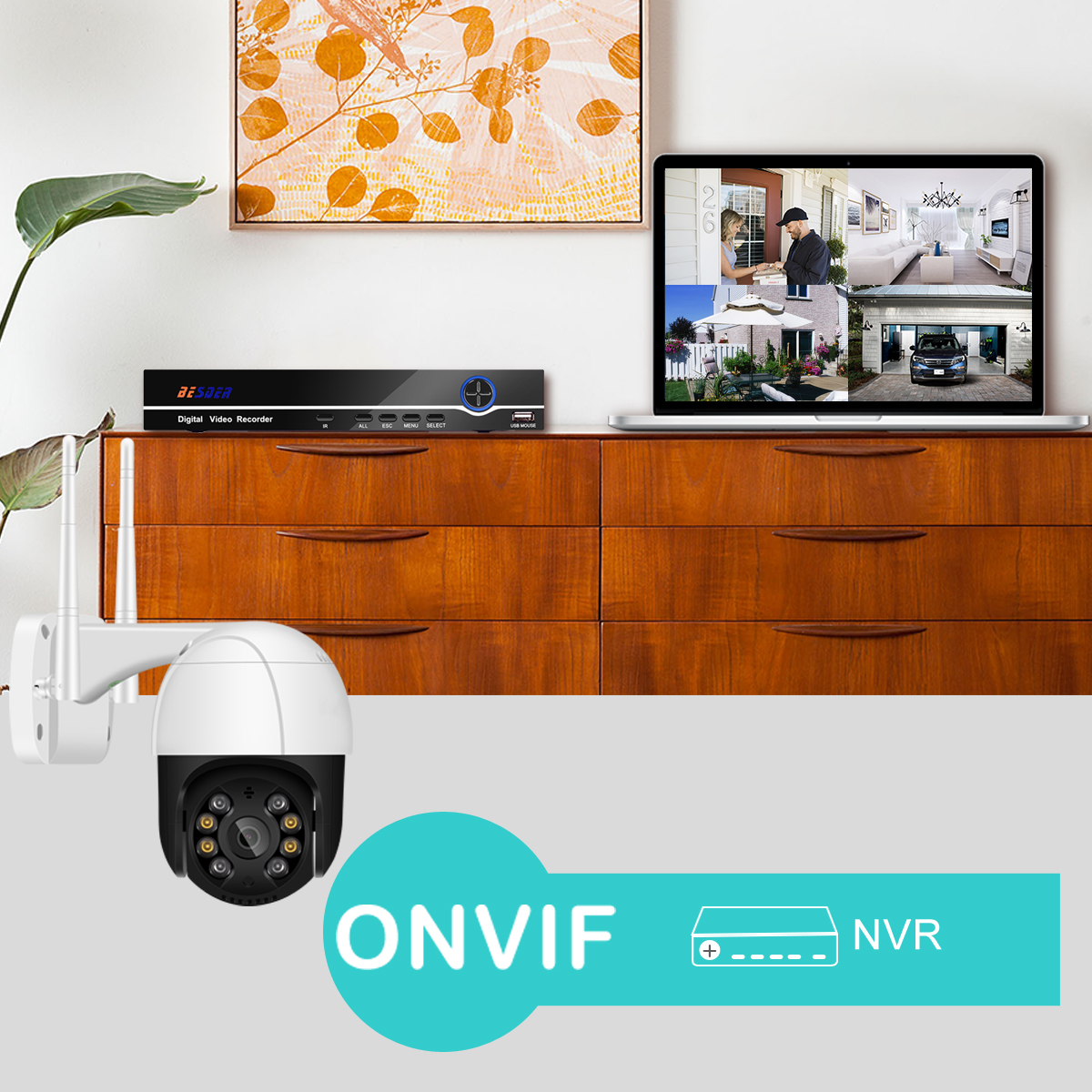 Camera IP giám sát kết nối wifi không dây 4x H.265 P2P Onvif hỗ trợ âm thanh 2mp