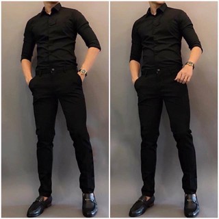 Áo Sơ Mi Nam Trắng Đen Trơn