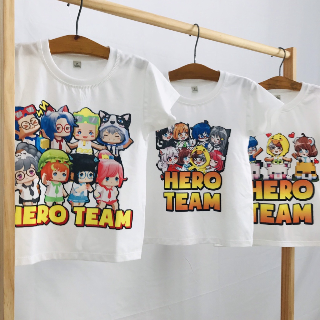 Áo Thun Full nhân vật Hero Team Mini World cho bé trai chất thun co giãn, thấm hút mồ hôi, xịn mịn 10kg - 77kg