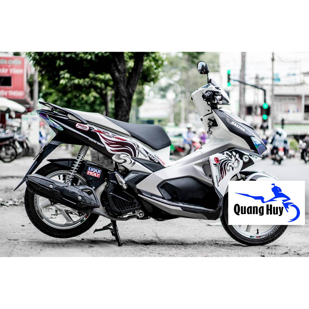 Tem trùm air blade đen trắng hoa văn đời 2016-2019, độ team trùm ab dán phủ dàn áo xe đen trắng hoa văn rẻ đẹp