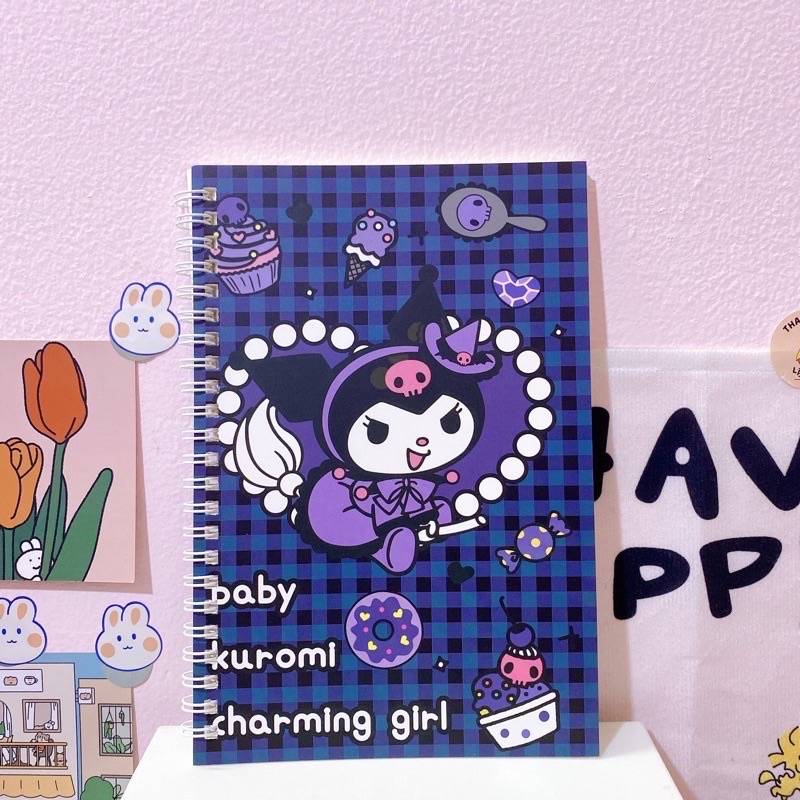 Sổ lò xo A5 60 trang Kuromi Cinnamoroll Melody Sanrio