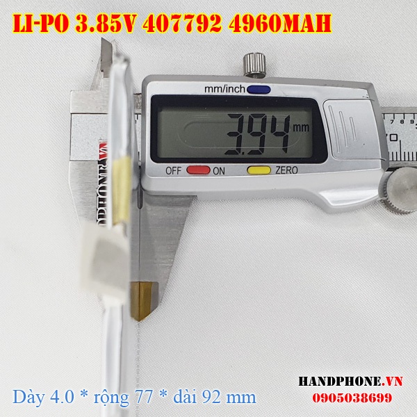 Pin Li-Po 3.85V 4960mAh 407792 (Lithium Polymer) cho Điện Thoại, Máy Tính Bảng, Tablet, Loa Bluetooth, Camera