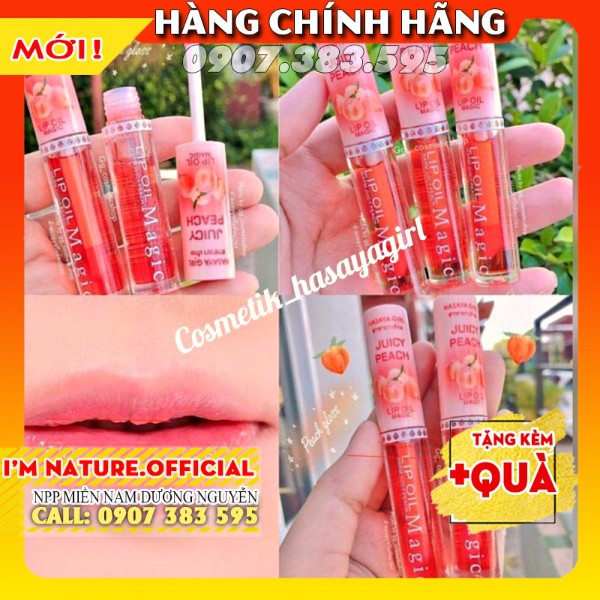 Son Dưỡng Môi Có Màu Trái Đào Lip Oil Magic Hasaya Girl Môi Căng Mọng