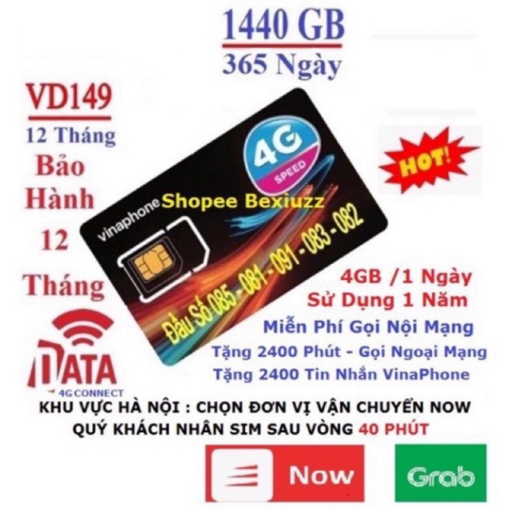 GIẢM GIÁ LỚN SIM 4G - VD89 1Năm ( DATA + Gọi MIỄN PHÍ +CẢ NĂM ) 2GB/Ngày Không Cần Nạp Tiền - Nhiều gói lựa chọn - Bảo H