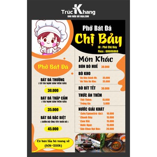 Combo 10 Menu Giá Rẻ. Miễn Phí Thiết Kế
