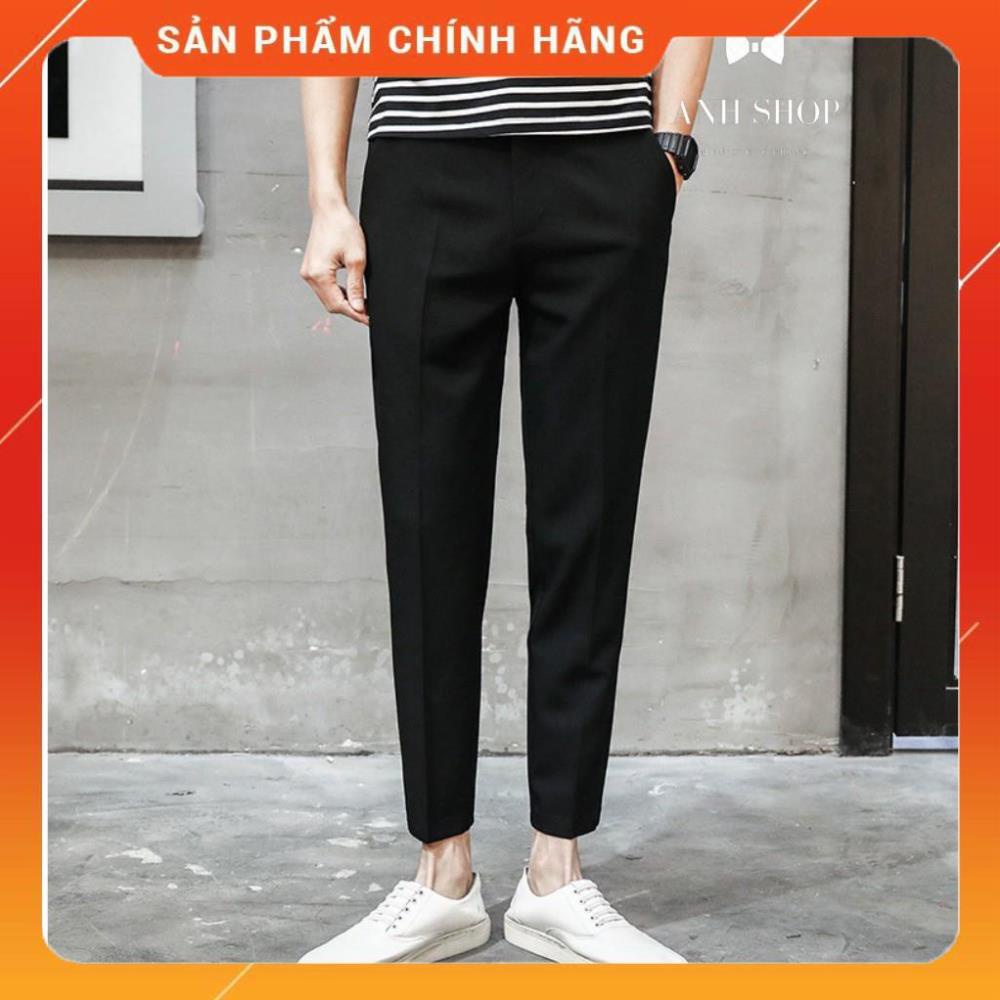 Quần tây nam Hàn Quốc màu đen, vải âu cao cấp mềm mịn co giãn cực tốt