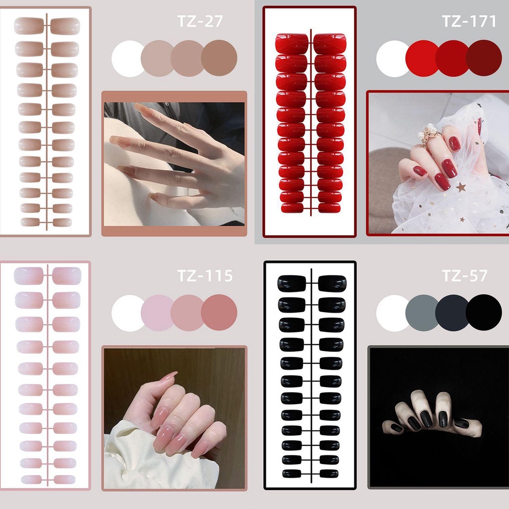 Set 24 Móng Tay Giả Đầu Vuông Vừa Che Phủ Toàn Diện Tiện Dụng