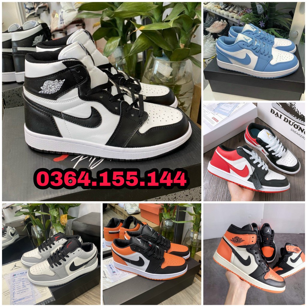 Giày 𝐉𝐨𝐫𝐝𝐚𝐧 𝐜ổ 𝐜𝐚𝐨 ⚡️𝐅𝐑𝐄𝐄 𝐒𝐇𝐈𝐏⚡️ Giày Sneaker JD1 Panda đen trắng cổ cao nam nữ full box bill