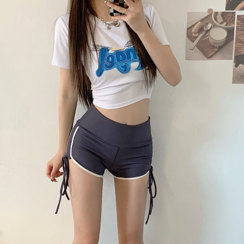 Quần Short Thể Thao Lưng Cao Thiết Kế Dây Rút Thời Trang Mùa Hè Quyến Rũ Cho Nữ