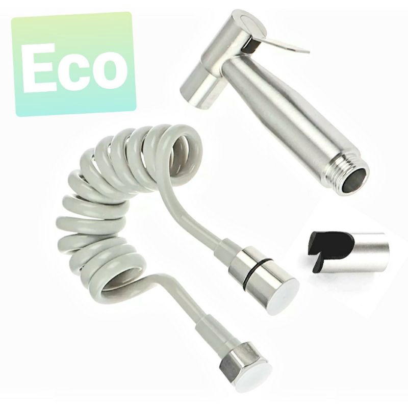 Vòi xịt vệ sinh inox 304, màu đen / màu xám, dây xoắn lò xo