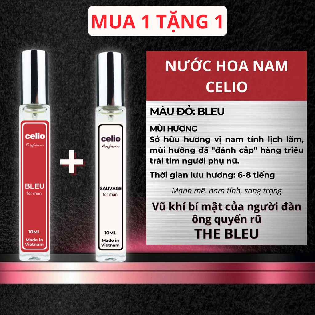 Xịt Thơm Body Nam Tinh Dầu Nước Hoa CELIO Sauvage Bossman Bleu 10ml Nam Tính Lịch Lãm Bí Ẩn Quyến Rũ