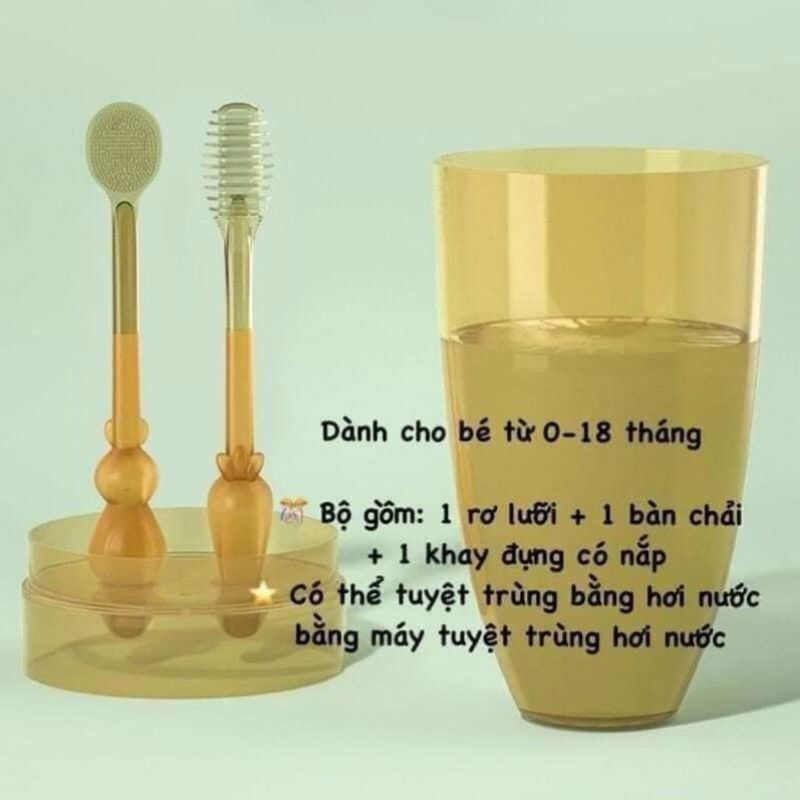 SÉT RƠ LƯỠI VÀ BÀN CHẢI SILICON SIÊU MỀM CHO BÉ
