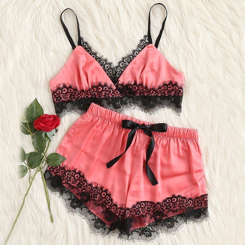 Set đồ ngủ ngắn phối ren thời trang sexy cho nữ | BigBuy360 - bigbuy360.vn