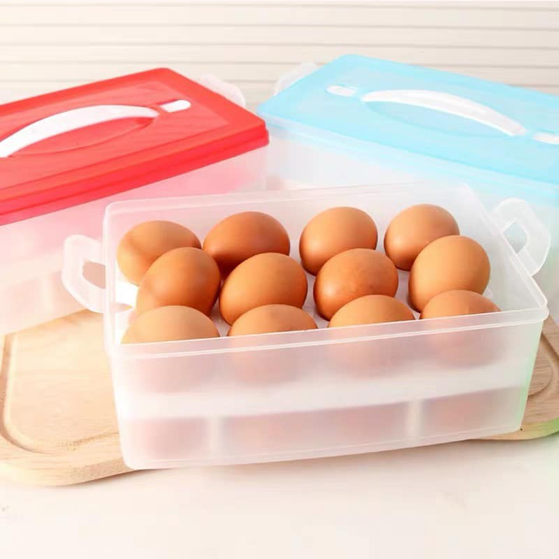 Hộp đựng trứng 24 quả 2 tầng - Khay đựng trứng gà có nắp