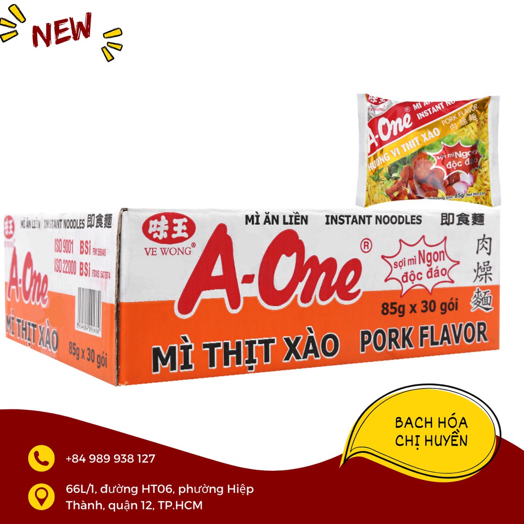 [Quận 12] Thùng 30 gói mì thịt xào A-one 85g