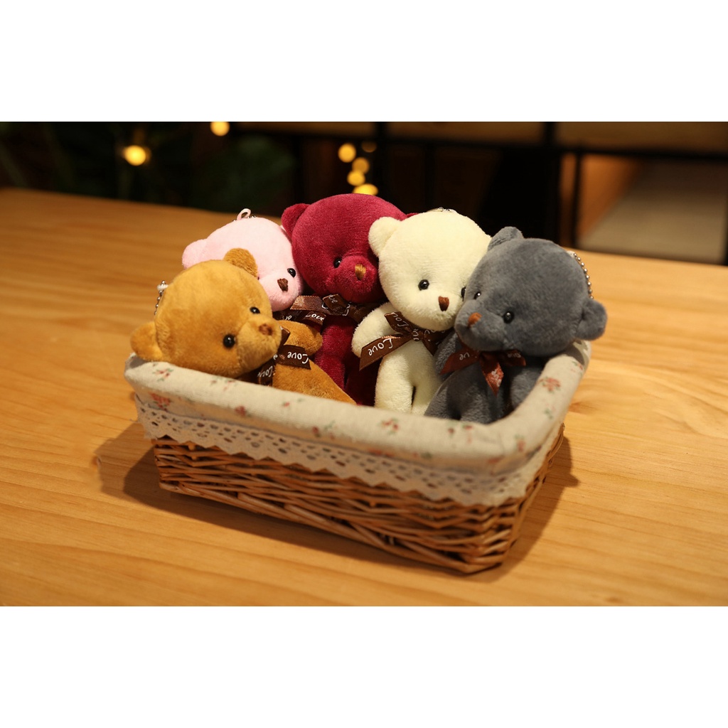 ✨Gấu Teddy Nhồi Bông Mini 12Cm Dễ Thương Có Móc Treo Trang Trí Ba Lô/Túi Xách