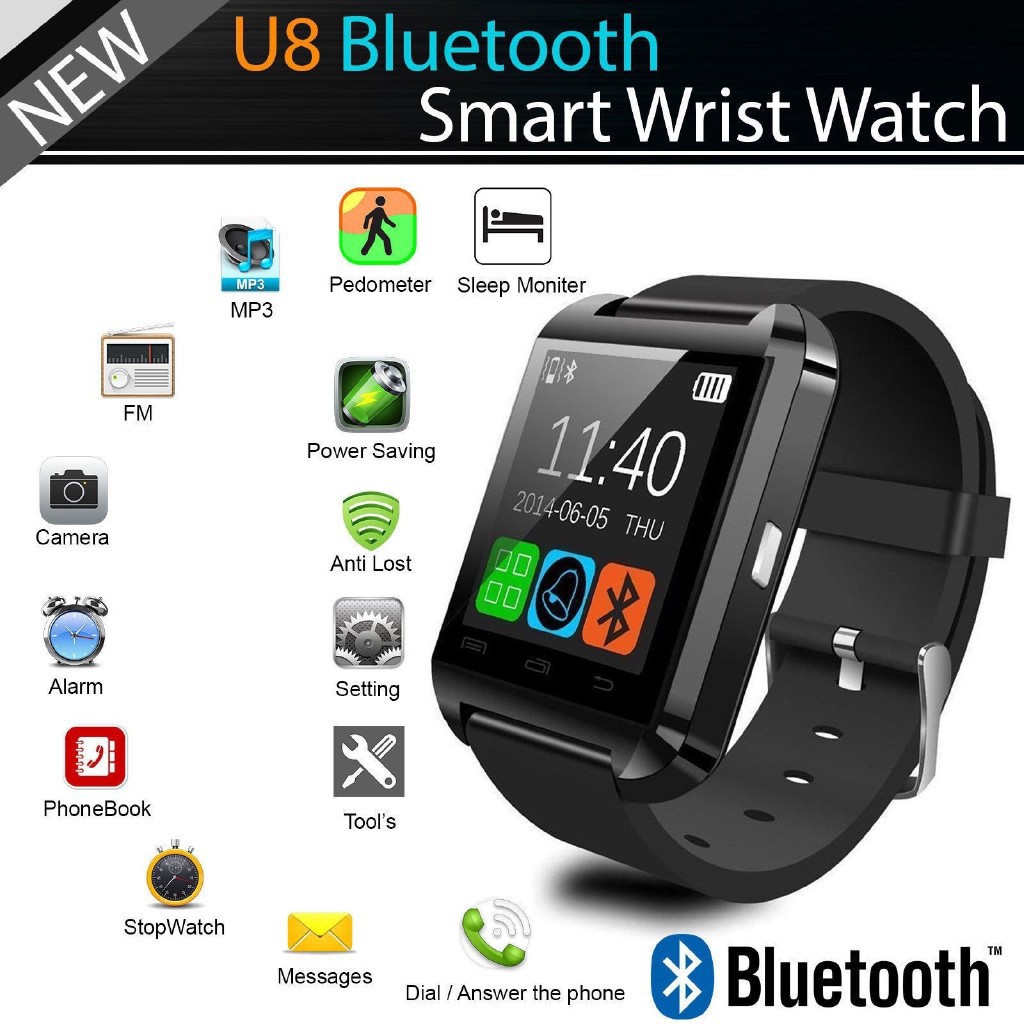  Đồng hồ thông minh U8 tích hợp Bluetooth kết nối với điện thoại Android iOS  S-16540