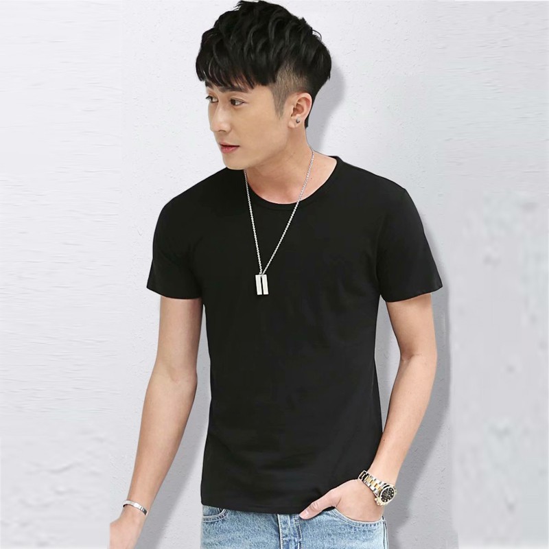 Áo thun dáng rộng tay ngắn cổ tròn màu trơn thời trang Hàn Quốc cho nam | BigBuy360 - bigbuy360.vn