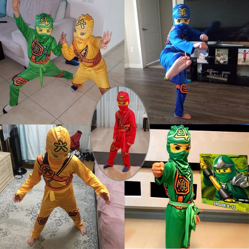 LEGO NINJAGO Role Cosplay Costume Halloween Boys Girls Jumpsuit Set Ninja Funny Party Kids Clothing
