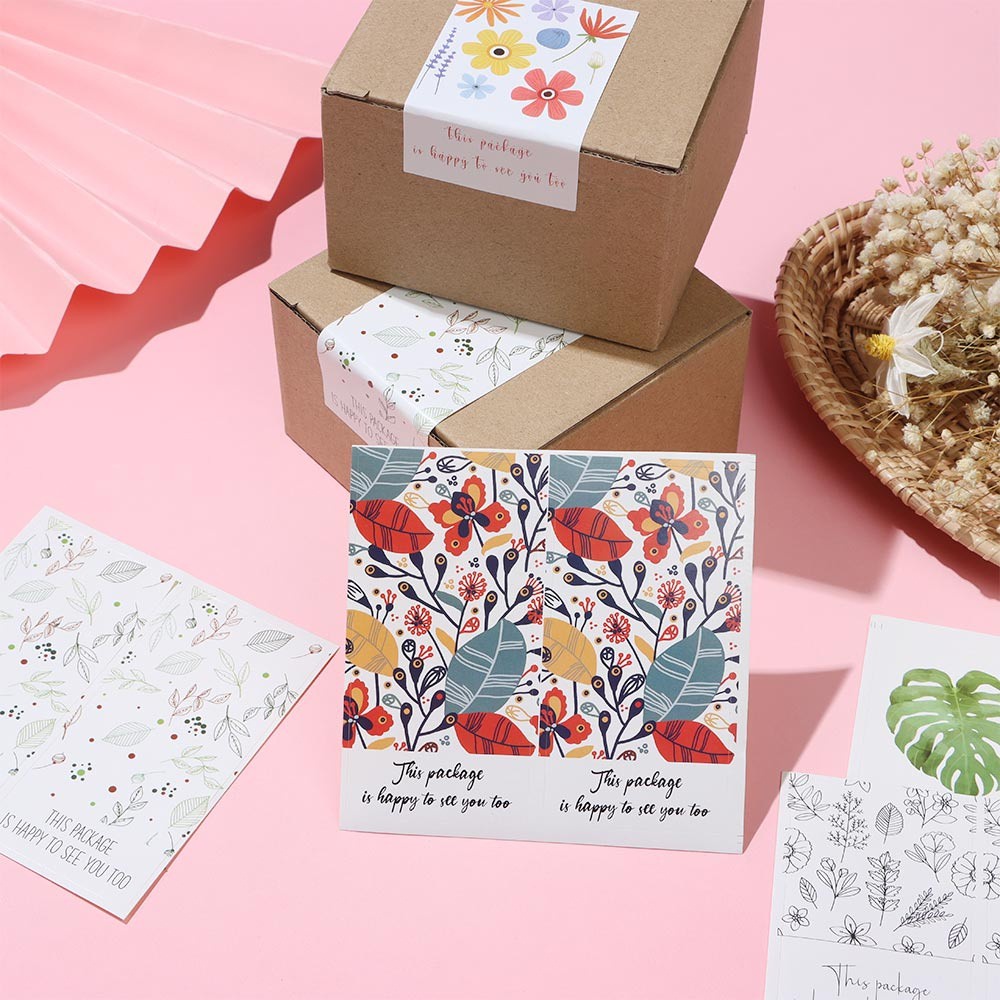 Lanfy Set 50 Nhãn Dán Trang Trí Hộp Quà Hình Chữ Nhật In Chữ &quot;This Is Happy To See You Too&quot; Dùng Làm Quà Tặng
