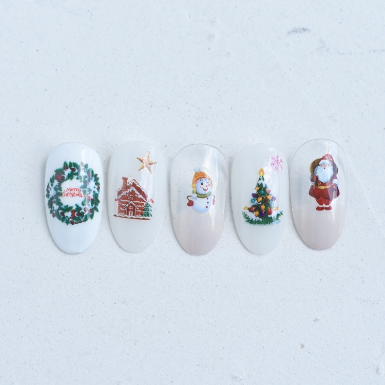 1 Tấm Sticker Dán Móng Tay Hình Ông Già Noel