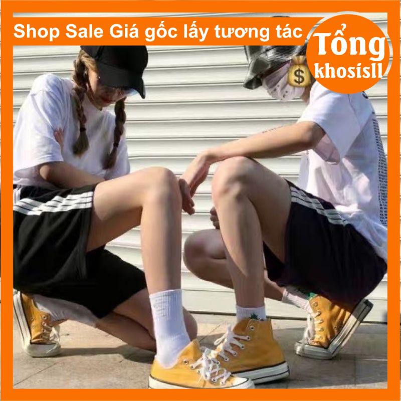 MÃ TONGB6 giảm 5k ĐƠN 199k⚡Quần short đùi 3 sọc ống rộng chất sạn Hàn ⚡Thời trang thể thao nam nữ unisex