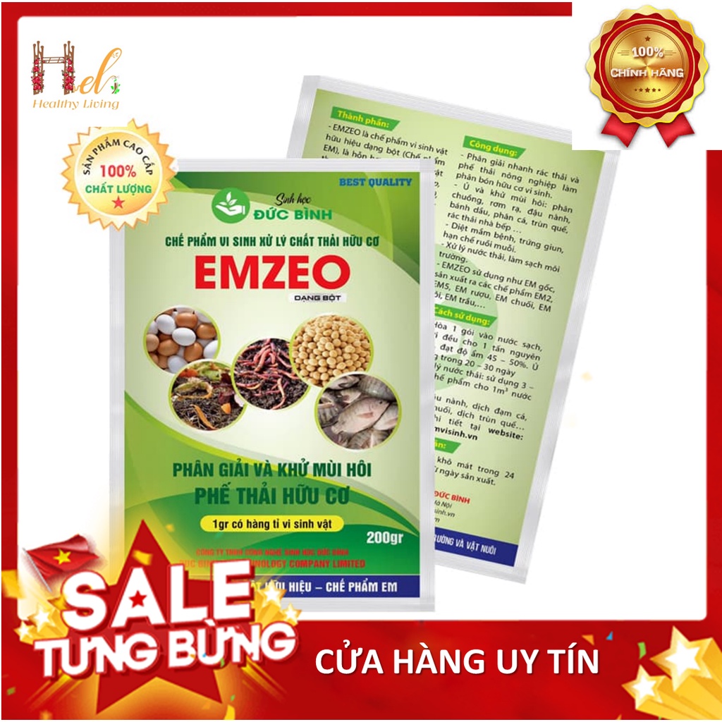 Chế Phẩm Vi Sinh EM EMZEO - Đức Bình - Khử Mùi Hôi Phân Cá, Ủ Đậu Tương Và Rác Thải Sinh Hoạt Gói 200 Gram