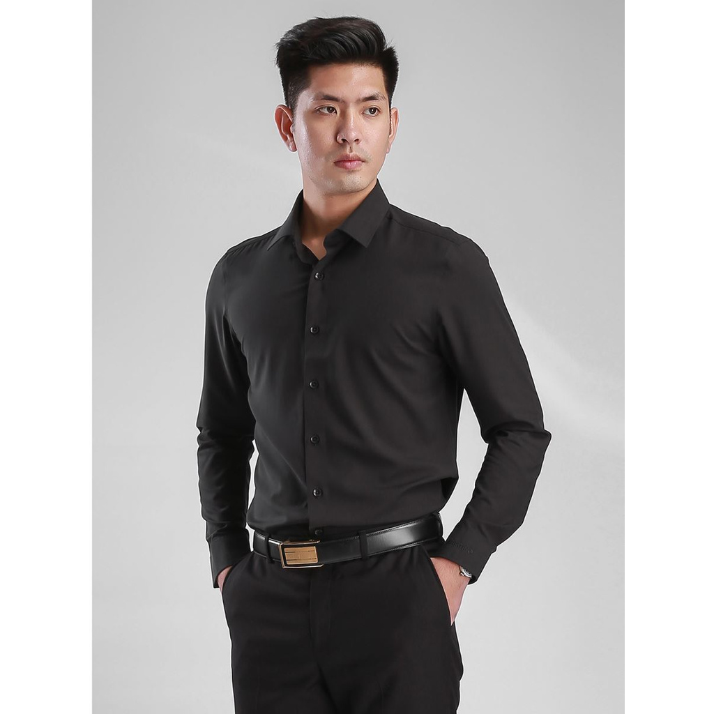 Áo Sơ Mi Nam Dài Tay ARISTINO ALS39707 Somi Công Sở Cao Cấp Màu Đen Trơn Vải Sợi Sồi Mềm Mát Dáng Ôm Không Túi | BigBuy360 - bigbuy360.vn