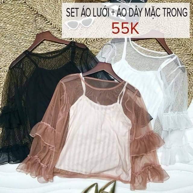 Set áo lưới tay tầng