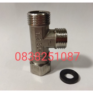 TÊ 2 ĐẦU RĂNG NGOÀI 1 ĐẦU ỐC INOX 304,TÊ CHIA NƯỚC BỒN CẦU VÀ VÒI XỊT