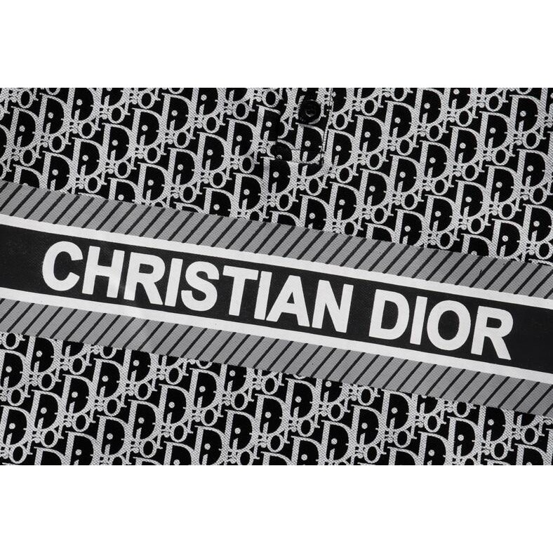 Áo thun polo Dior tay ngắn vải cotton in họa tiết thời trang dành cho nam và nữ
