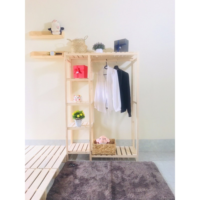 Kệ Treo Quần Áo Khung Gỗ Thông 2 Ngăn ( GIÁ CỰC SỐC) | BigBuy360 - bigbuy360.vn