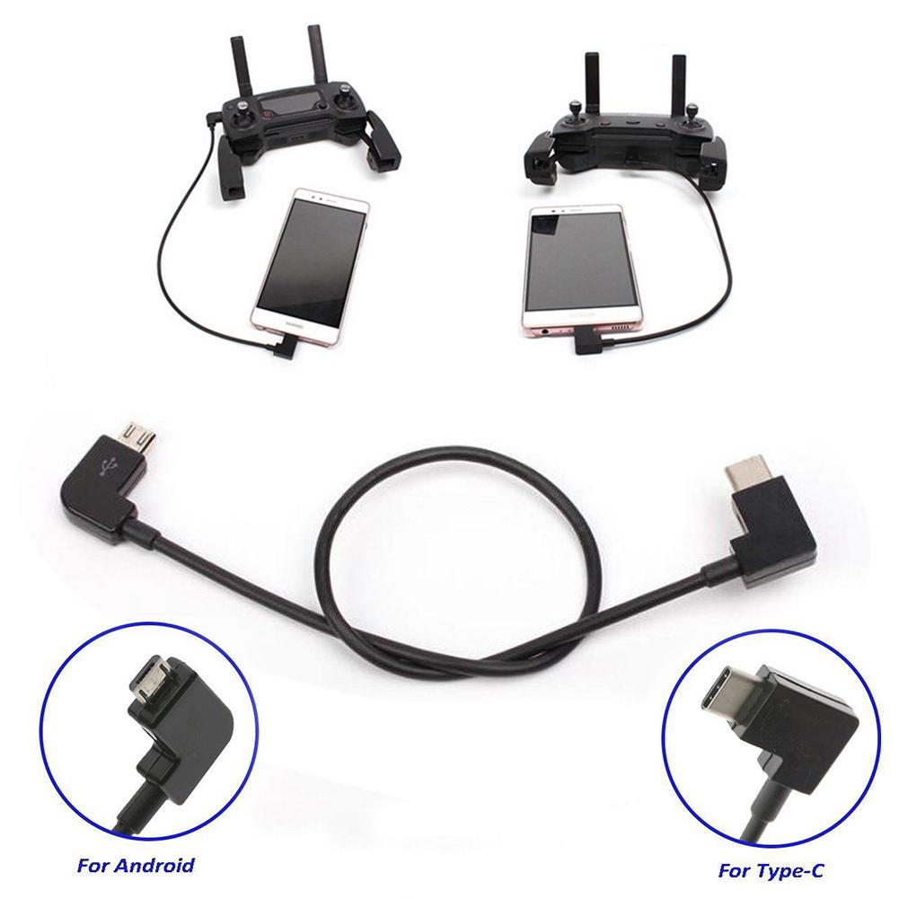 New Arrive Micro USB Cable Type-C OTG 90 degree For DJI Mavic Air Spark Transmitter Control two type choose