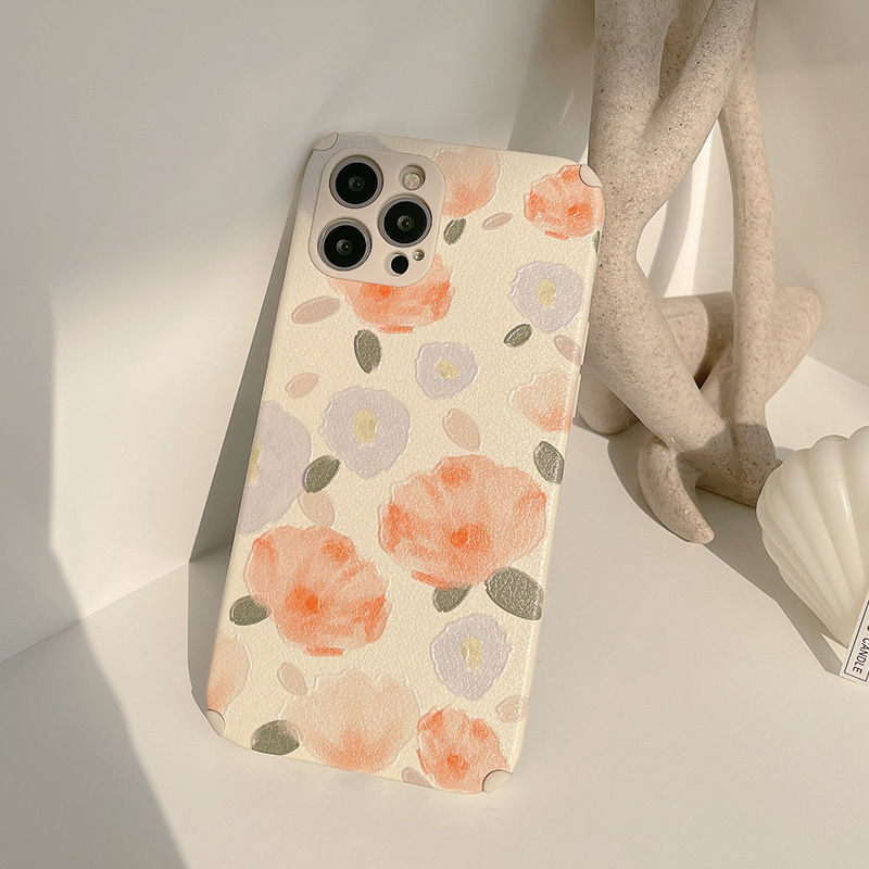 ốp iphone 11 Ốp điện thoại bằng silicon TPU giả da họa tiết hoa cho iPhone 11 Pro Max X Xr Xs Max 7 8 Plus Se 2020 12 pro max 12 mini