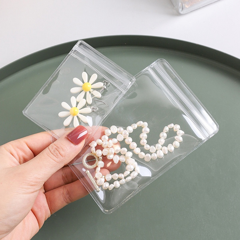 Hộp Nhựa PVC Trong Suốt Đựng Trang Sức Có Khóa Kéo Tiện Dụng