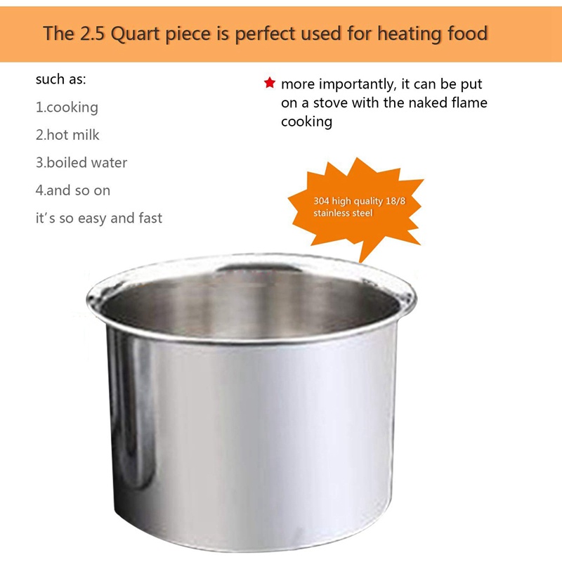Set 2 Nồi Nấu Chảy Bằng Thép Không Gỉ Cách Nhiệt Có Tay Cầm 2 Cốc Thông Dụng Cho Socola/ Phô Mai/ Caramel/ Kẹo