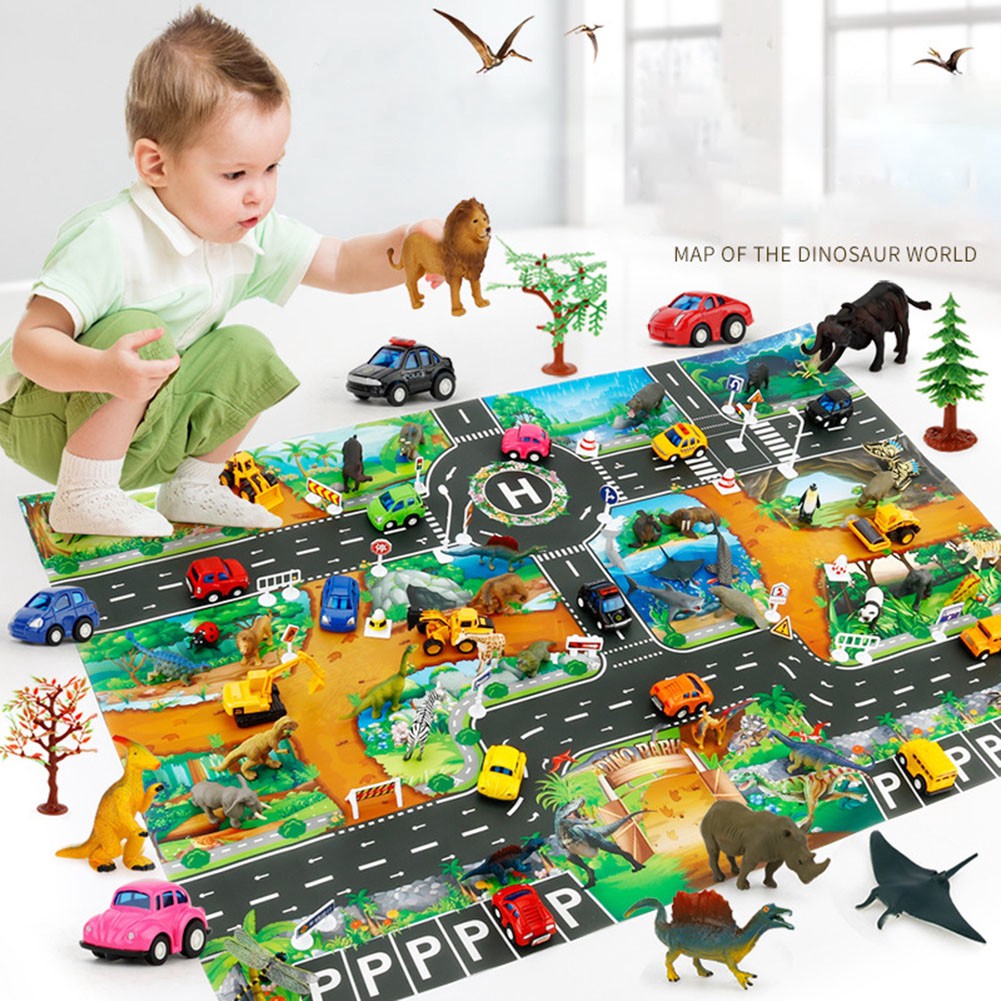 Thảm đồ chơi giao thông hình động vật kích thước 83x57cm cho bé