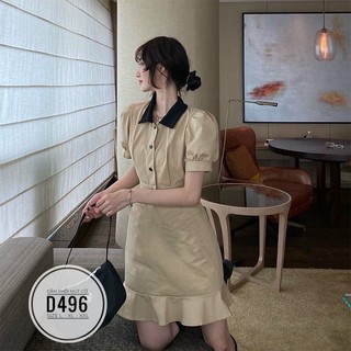 Bigsize Đầm phối nút cổ D496