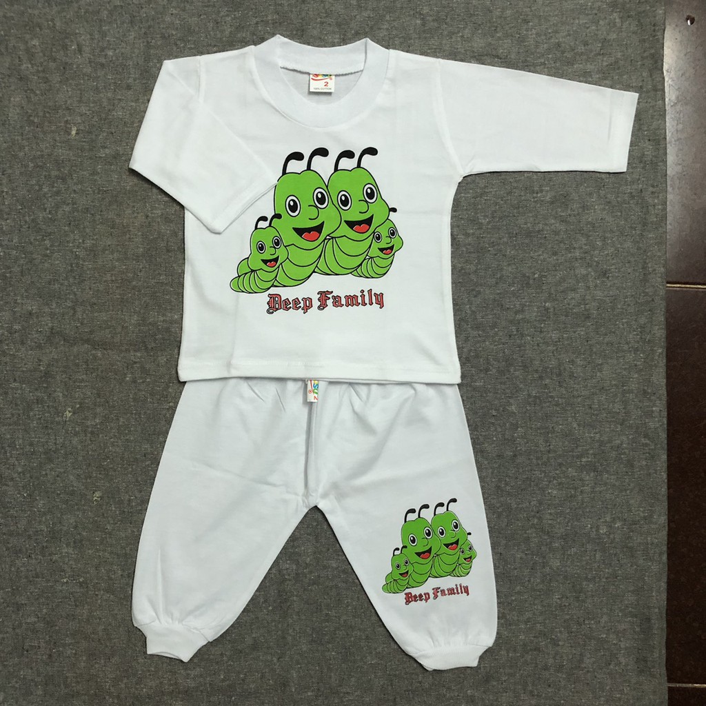 Bộ (1 bộ) quần áo trẻ em thun cotton SUSU | Mẫu Dài Trắng Bo Gấu | Size 1-8 cho bé 5-21kg| Đồ bộ bé trai, bé gái