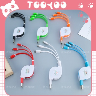 Cáp sạc 3 đầu dây rút ,Type C,Micro USB tiện lợi TooYoo TY0119