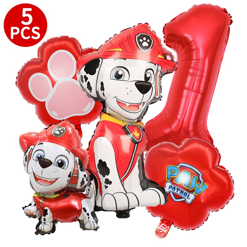 Set 5 Bong Bóng Lá Nhôm Marshall Gravel Chase Skye Patrol Trang Trí Tiệc Sinh Nhật Cho Bé