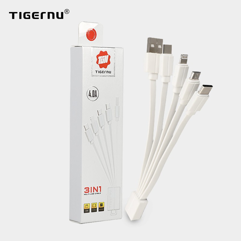 Cáp USB 4.0A Tigernu sạc nhanh 3 trong 1 cho IOS / Type-C / Android