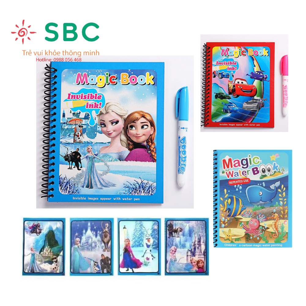 Đồ chơi magic book tô màu nước ma thuật, thần kỳ sử dụng nhiều lần, nhiều chủ đề cho bé