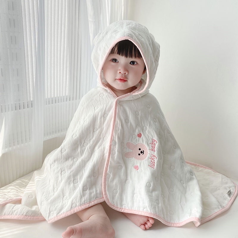 Áo choàng tắm muslin 6 lớp cho bé từ 0 - 5 tuổi, Áo choàng tắm có mũ, Áo choàng, khăn tắm cho bé