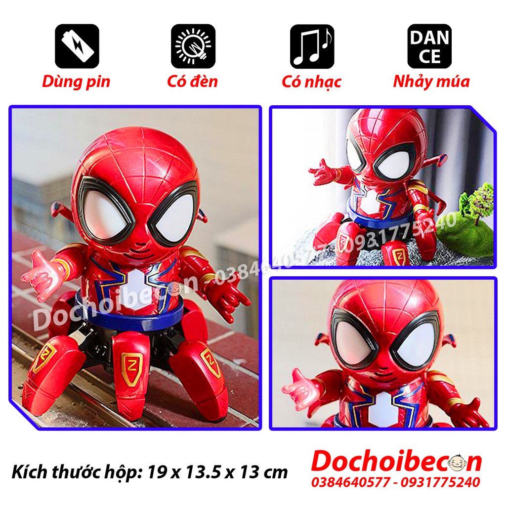 Người nhện robot nhảy múa - Spiderman Dance - Loại 1 - Dùng pin, có đèn, nhạc