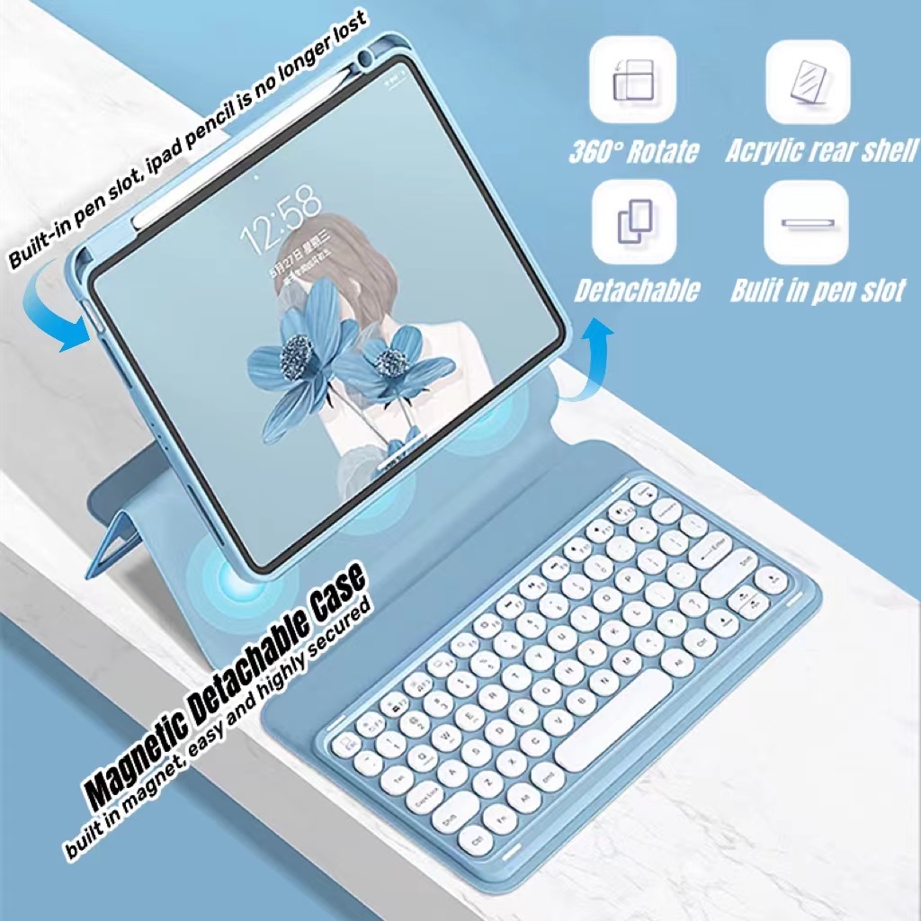 NIXXOS Bao Da Mềm Xoay 360 Độ Có Bàn Phím Bluetooth Cho iPad 10.2'' iPad 7th/8th/9thGen 10.9'' Air4/Air5 Pro11'2020/2021