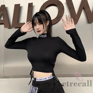 Áo Croptop Tay Loe Cổ Lọ Hoạ Tiết Thêu Thiết Kế Cột Dây Quyến Rũ